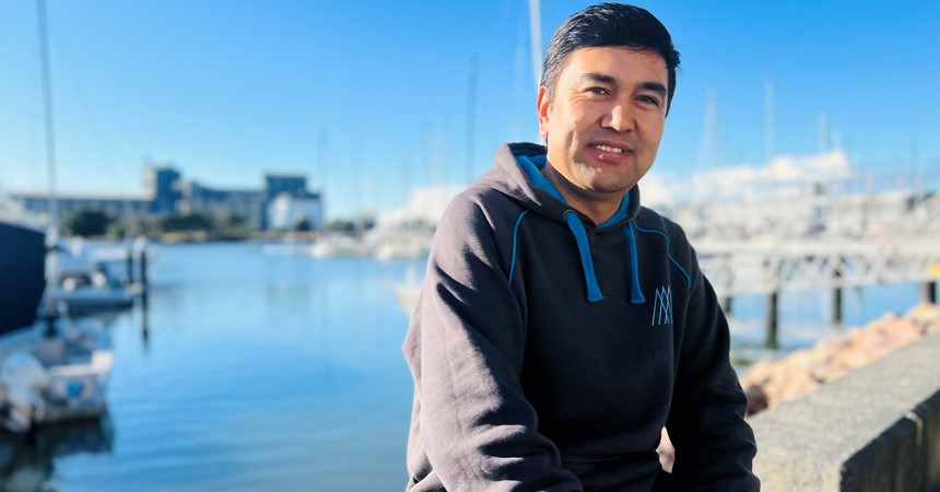 From a land-locked war zone to working on Newcastle Harbour, the inspiring story of a refugee who has a team of boaties keeping him afloat  IMAGE